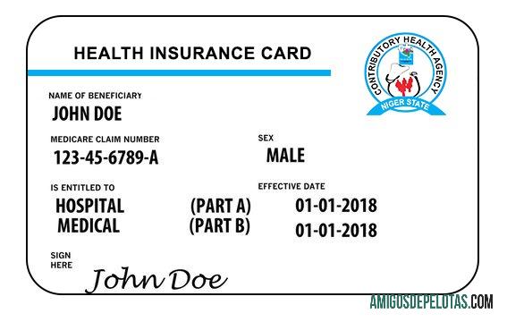 Cartão de seguro saúde do Níger amostra